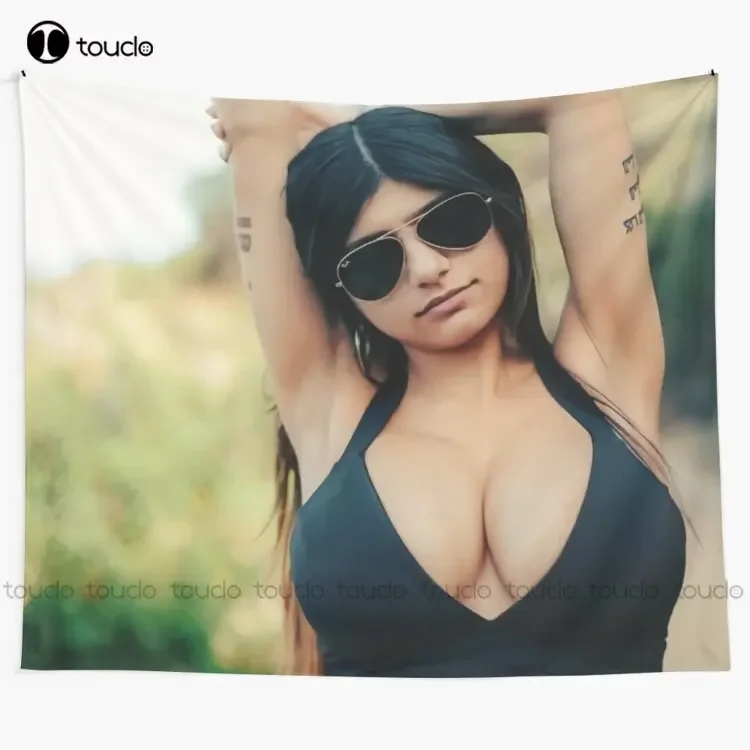 جديد خليفة - فاتنة ميا خليفة ساشا ساشا رمادي نسيج مضحك قماش مزخرف جداري بطانية نسيج غرفة نوم المفرش الديكور #1