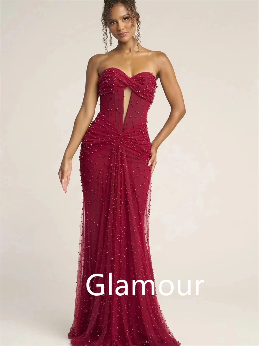 Customized Mermaid Charming Green Tulle Evening Dress Formal Sweetheart Sleeveless Prom Dress Sweep Train Bespoke Occasion Gowns 4