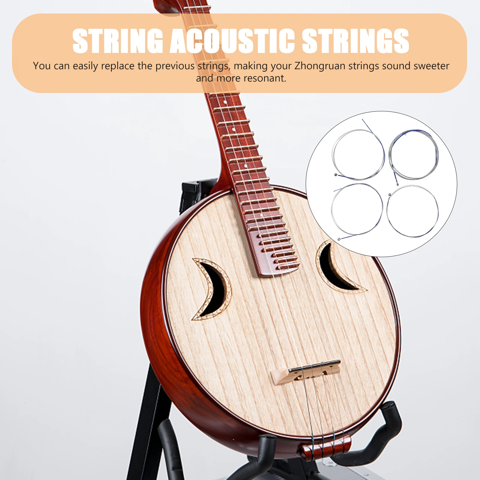 

4pcs String Set Replacement For Musical Instrument Metal Wire Strings Replacement Strings Zhongruan Parts Zhongruan Accessories