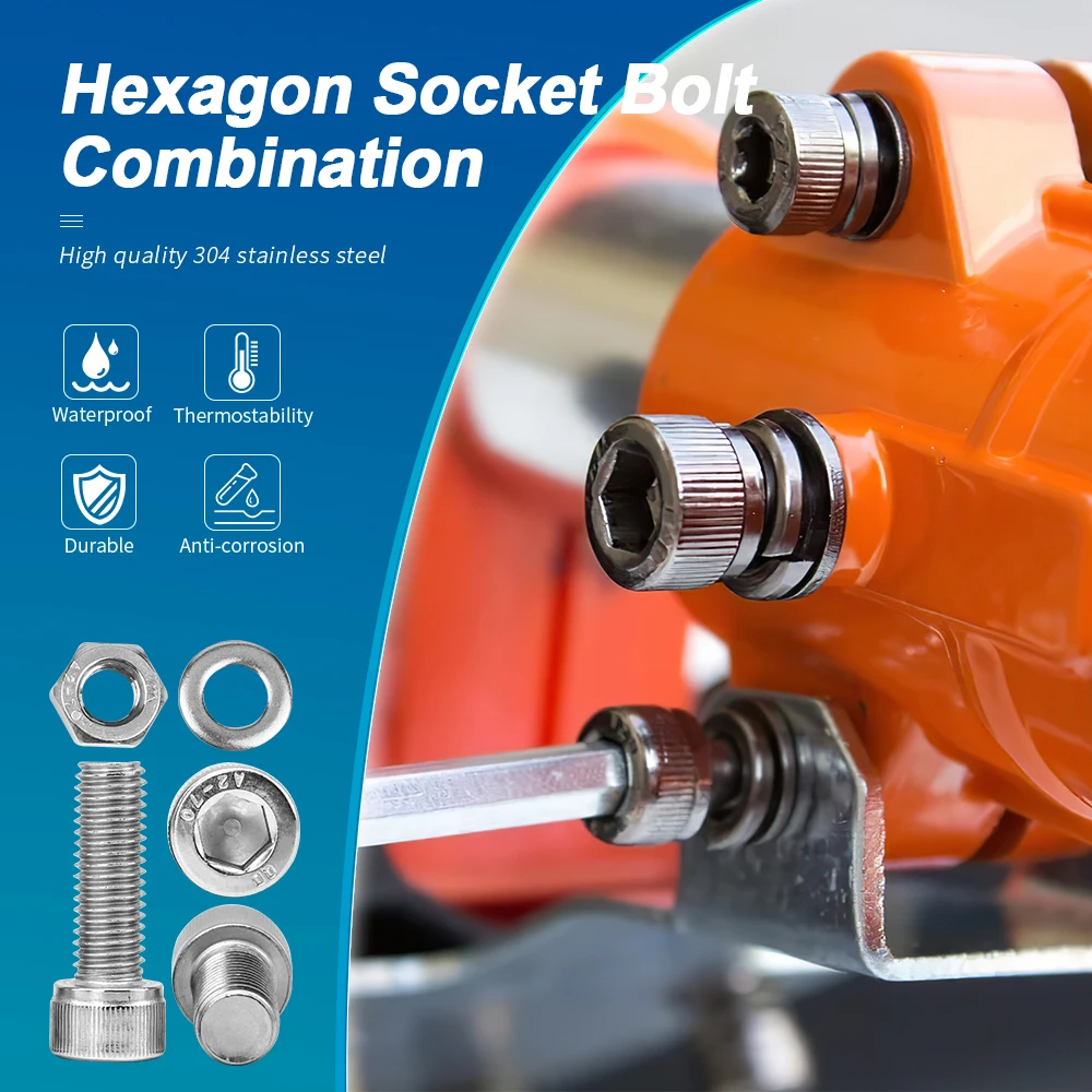 NINDEJIN-Juego de pernos y tuercas de acero inoxidable, Kit de tornillos de cabeza Allen de gran tamaño, juego de tuercas de enchufe hexagonal con arandelas, M6 M8 M10