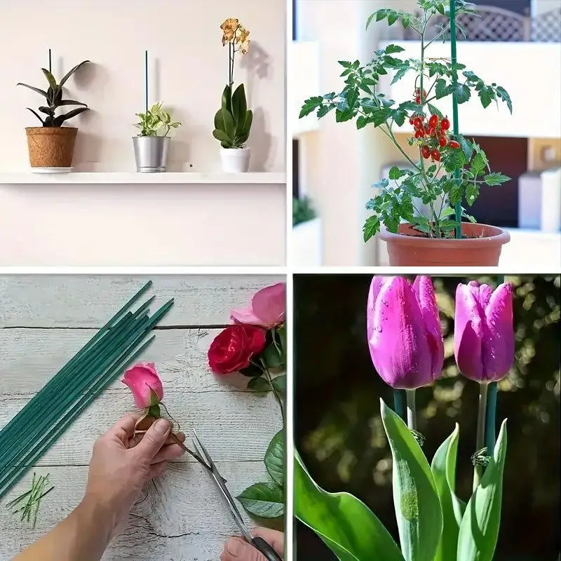 New 10Pcs 30/40/45/50cm Green Plant Support Sticks For Growing Vegetables Flowers Garden Plant Care Accessories