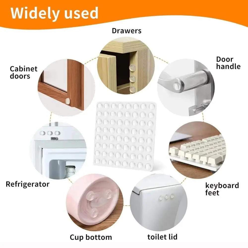 New Self Adhesive Damper Buffer Round Silicone Cabinet Door Bumpers Clear Protective Pads