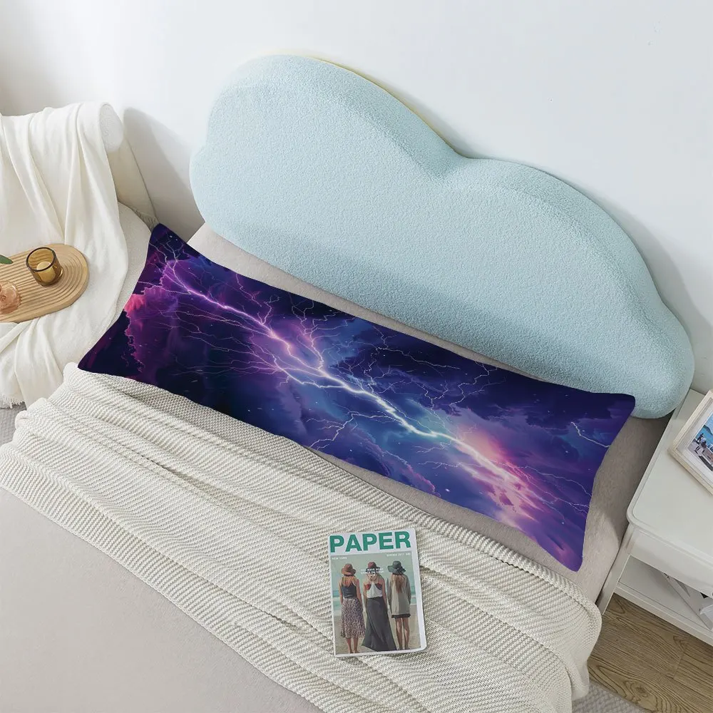 Vibrant Lightning Bolt & Cosmic Clouds Decorative Pillow Cover - Contemporary Style, Zippered, Machine Washable, Polyester, Fits