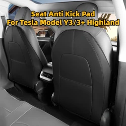 Couro Seat Anti Kick Pad, Almofada protetora do encosto traseiro, Almofada traseira, Mat para Tesla Model 3, Y, 3 +, Highland 2024, Acessórios de carro