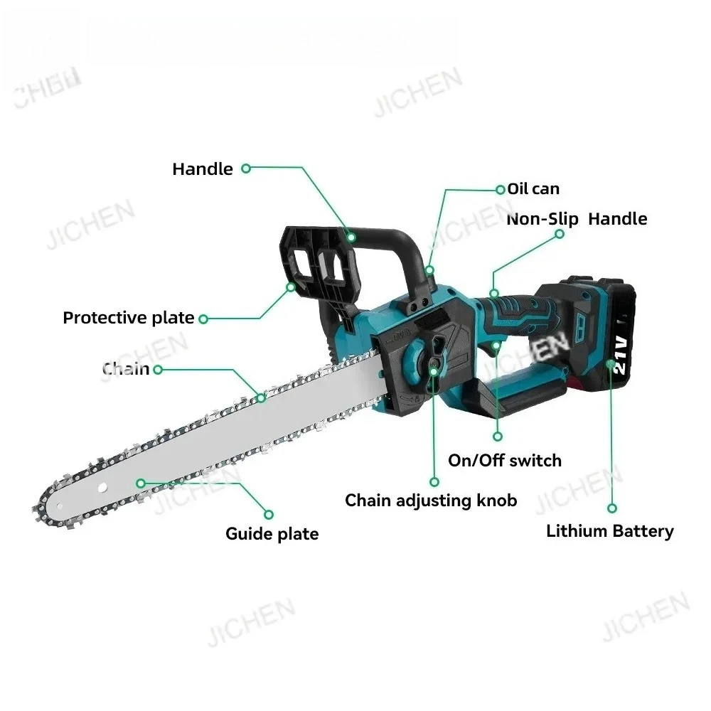 

12 Inch Brushless Electric Chainsaw LED Display Cordless Wood Cutting Garden Logging Saw For Makita 18V Battery Pin