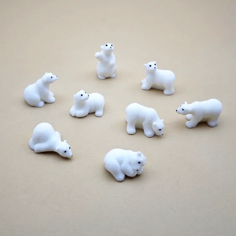 5/10pcs Mini Resin Polar Bear Figurines, Animal Miniatures for Garden Fairy, Home Desk Potted Plant Micro Landscaping Decoration