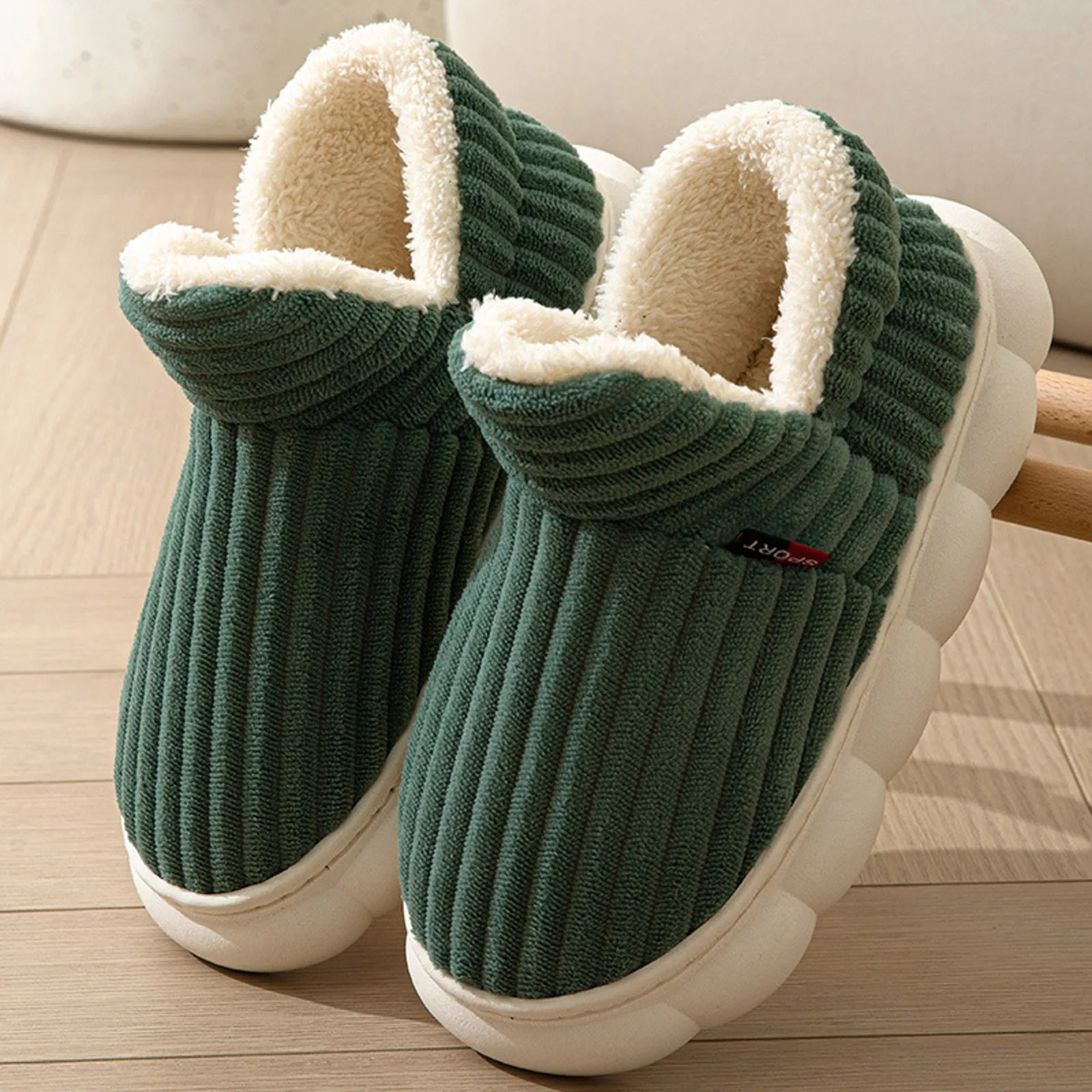 Autumn And Winter New Women Slippers Fashion Couple Style Solid Color Thick Sole Thickened Warm Comfortable Shoes