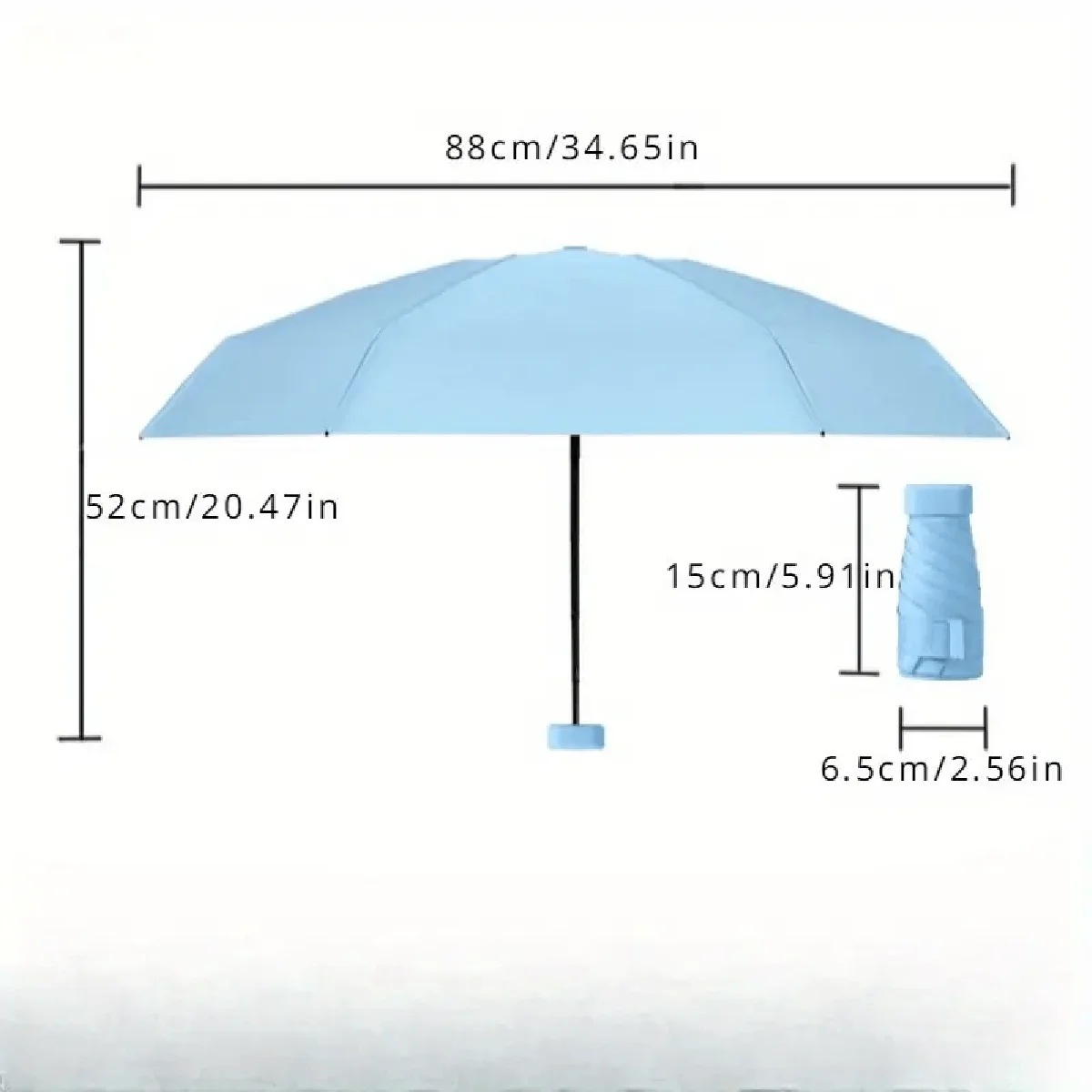 1pc Simple Travel Portable Ultra-light Sixfold UV-resistant Mini Umbrella