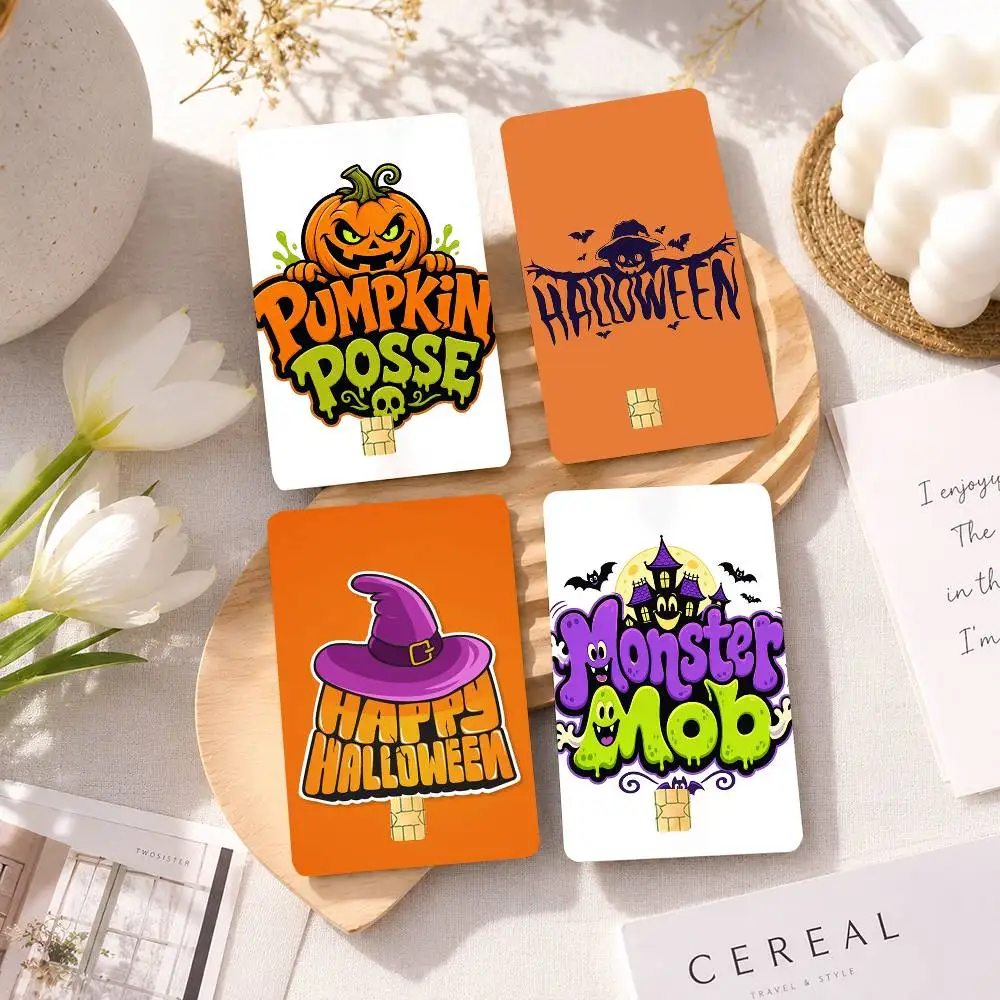 All Hallows Eve 4pcs 1Set Laser Holographic Sticker Skin Cover for Credit Bank Debit Card
