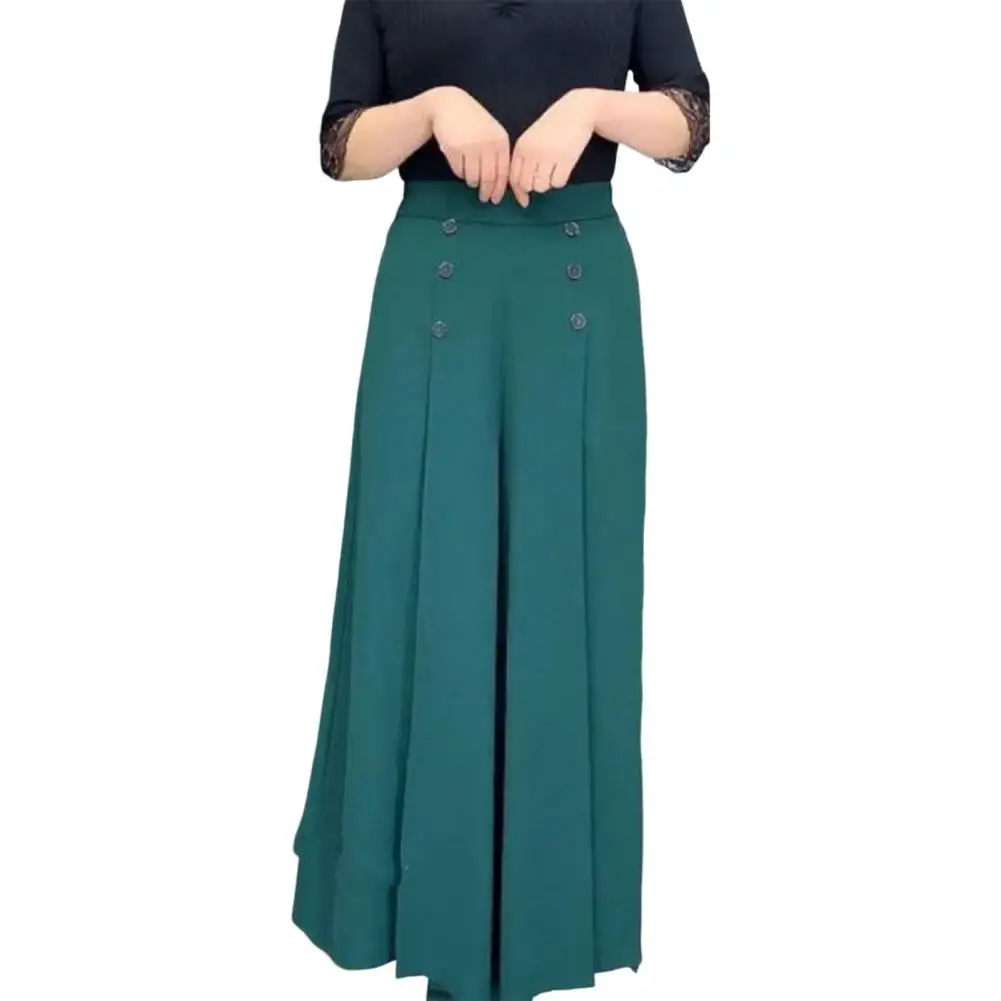 

Chic Lady Trousers Oversized Women Skirt Pants Solid Color Match Top OL Style Commute Skirt Pants