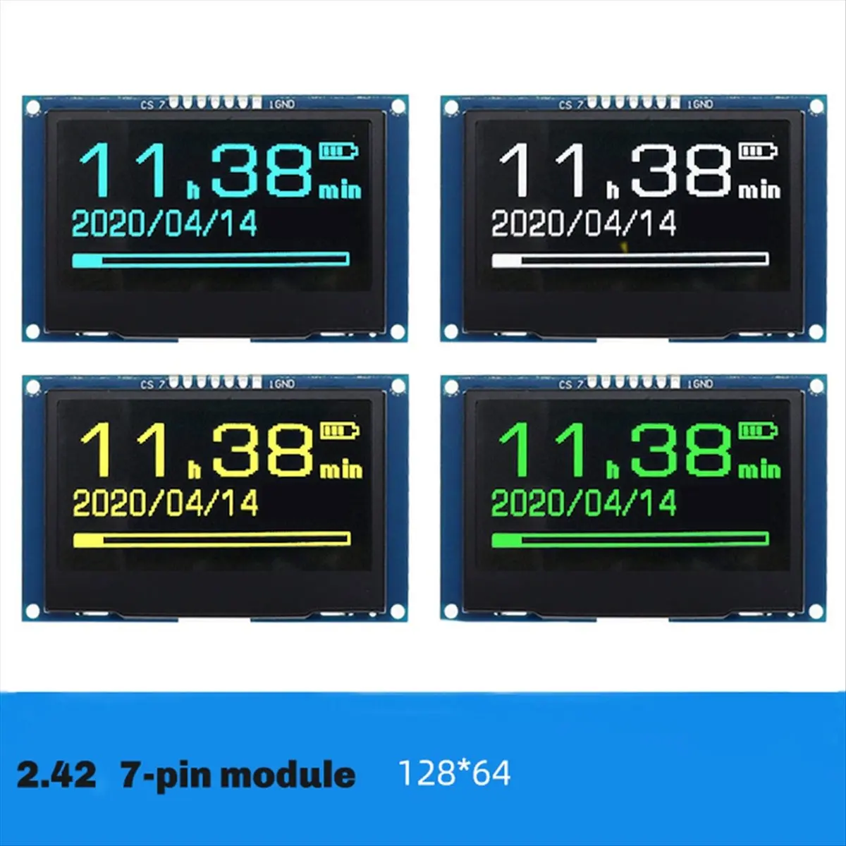 A72Z 2.42Inch OLED Display Module 128x64, SSD1309 SPI Serial Interface, High Definition LCD Screen Yellow