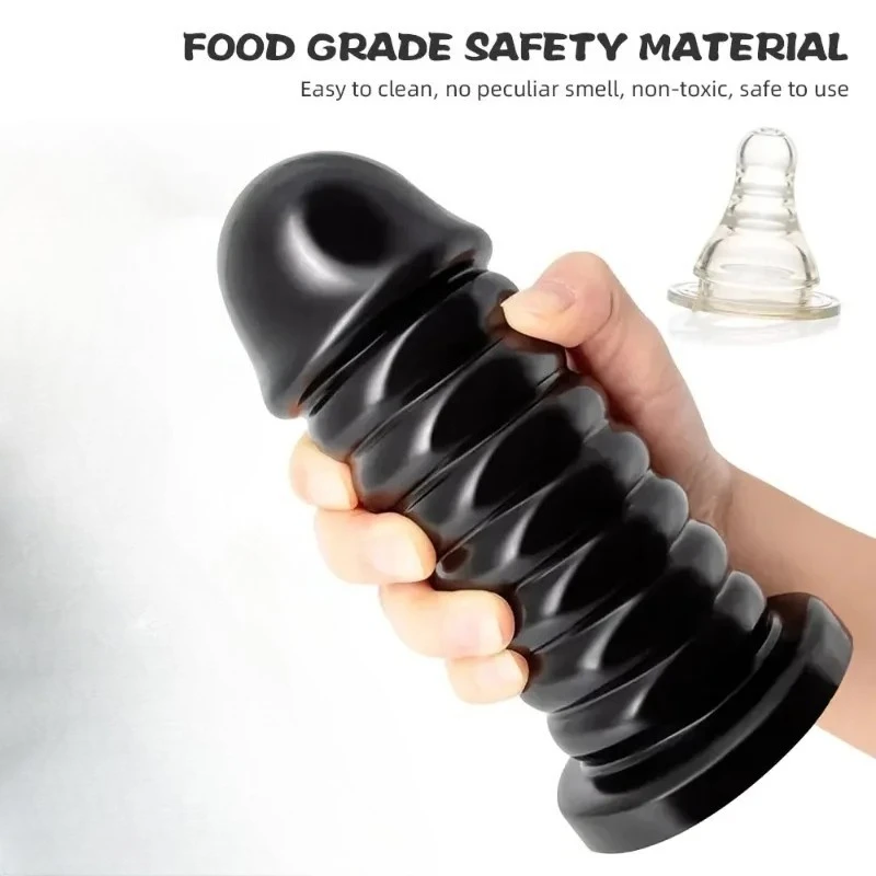 BDSM Giant Anal Plug Dilator Pull Bead Black Dildo Male Prostate Stimulation Female Masturbation Vaginal and Anal Sex Toy Store view 4