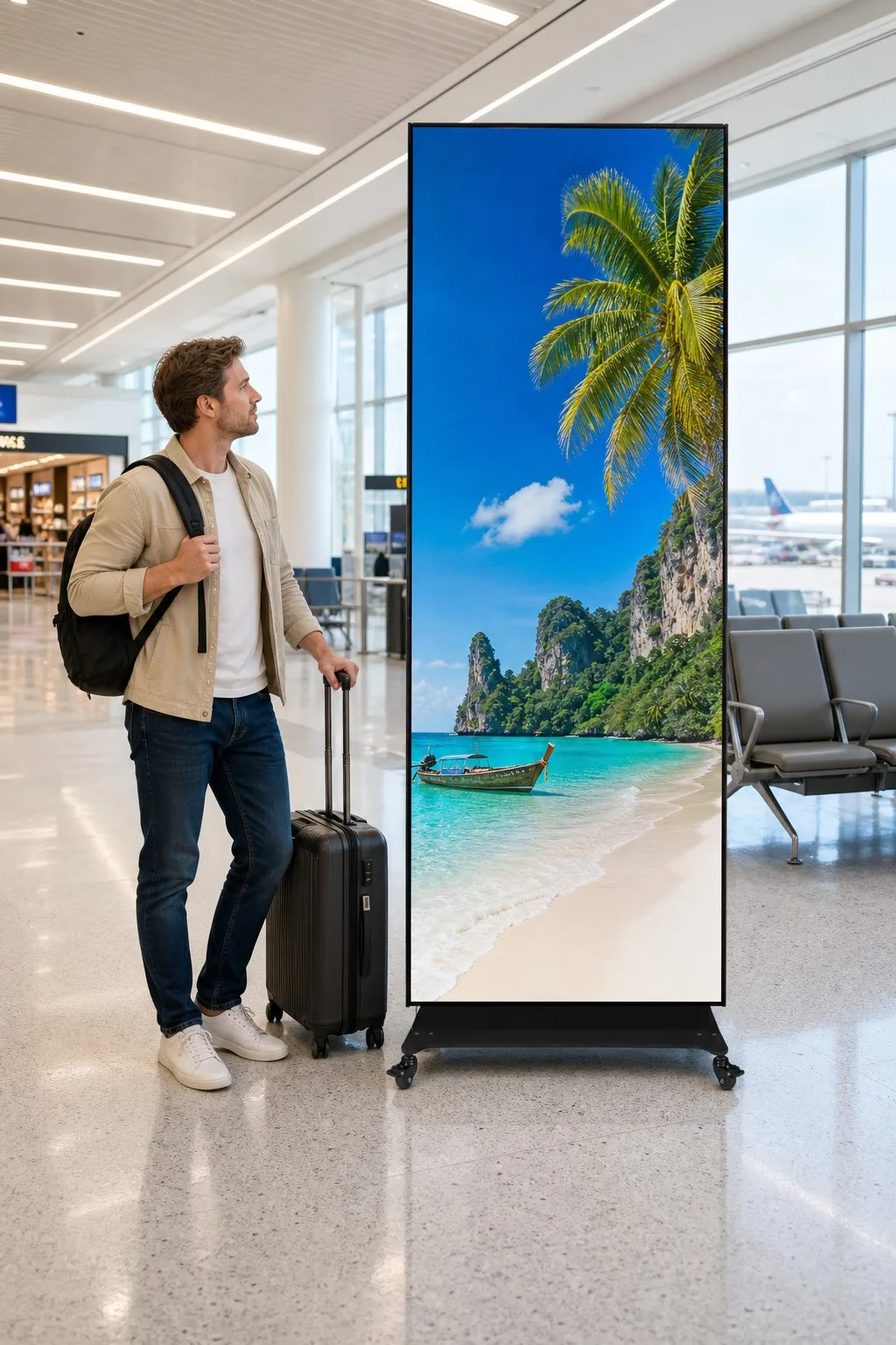 GOB P1.8 HDR10 600 Nit Portable LED Video Wall Display with Mobile Stand Cascading Poster Screen for Trade Show & Hotel Lobby