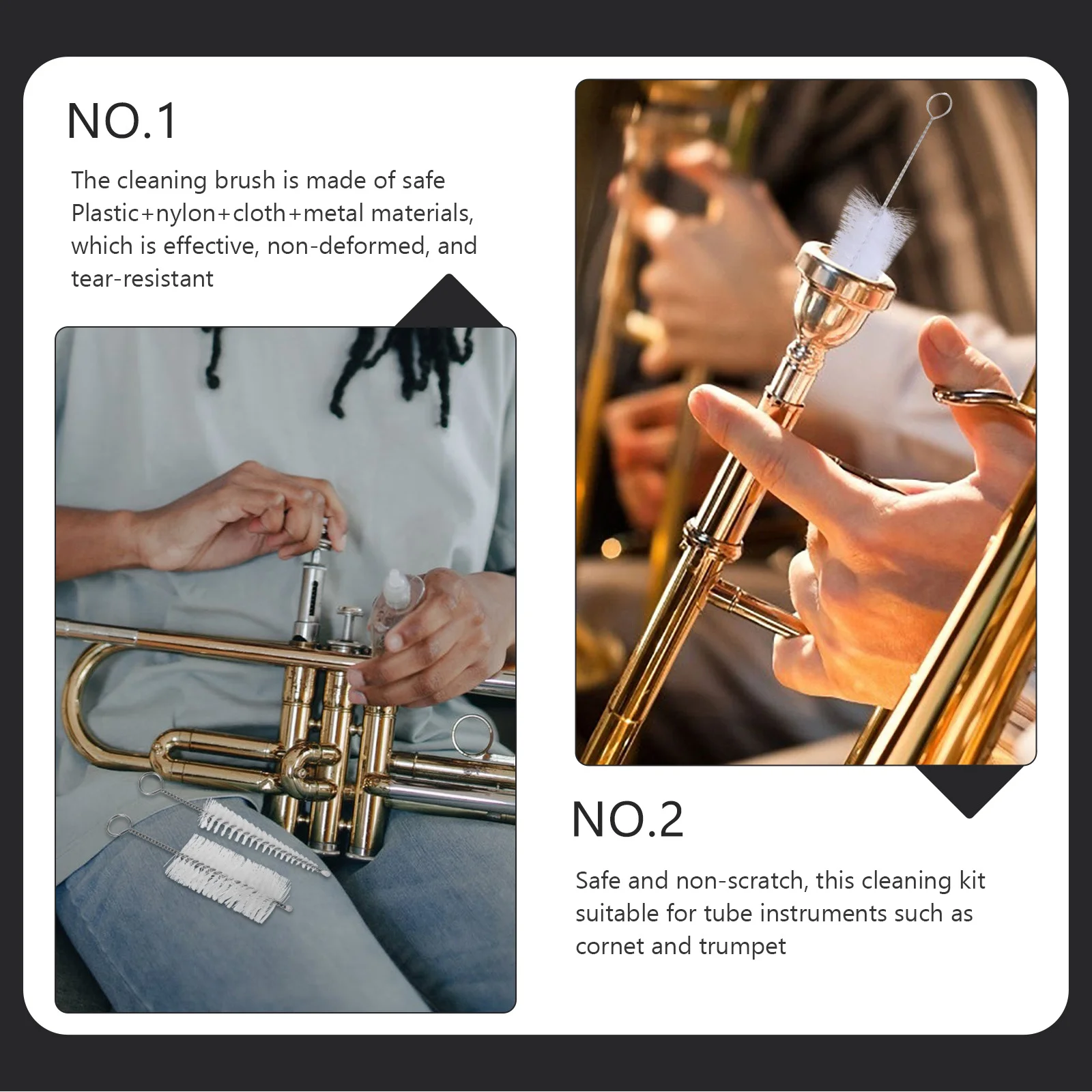 

1Set High-End Trumpet Cleaning Brush Set Non-Deformed Tear-Resistant Instrument Care Tool for Crisp Sound Cornet
