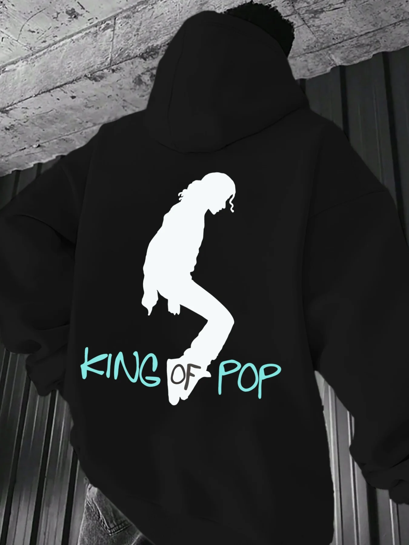 Fall/Winter Men's Golden Hair Pop Michael Jackson Print Hoodie Casual Wide Street Style Pullover Shirt