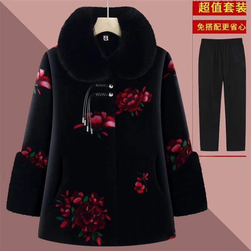 Femme High-end Casual Padded Coat Winter Lady Large Size 6XL Print Loose Cotton Padded Top Women Long Sleeved Down Cotton Jacket