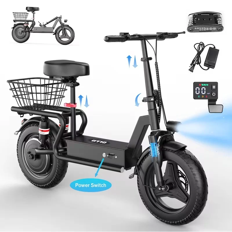 Front Rear Mechanical Disc Brakes Manual Kick Scooter with Multifunctional Display Panel,Front and rear LED headlights