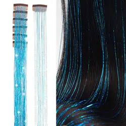 1PC Clip in Hair Tinsel Heat Resistan Fairy Hair Tinsel Kit Clip in Tinsel Hair Extensions, Clip in on Shiny Colorful Hair