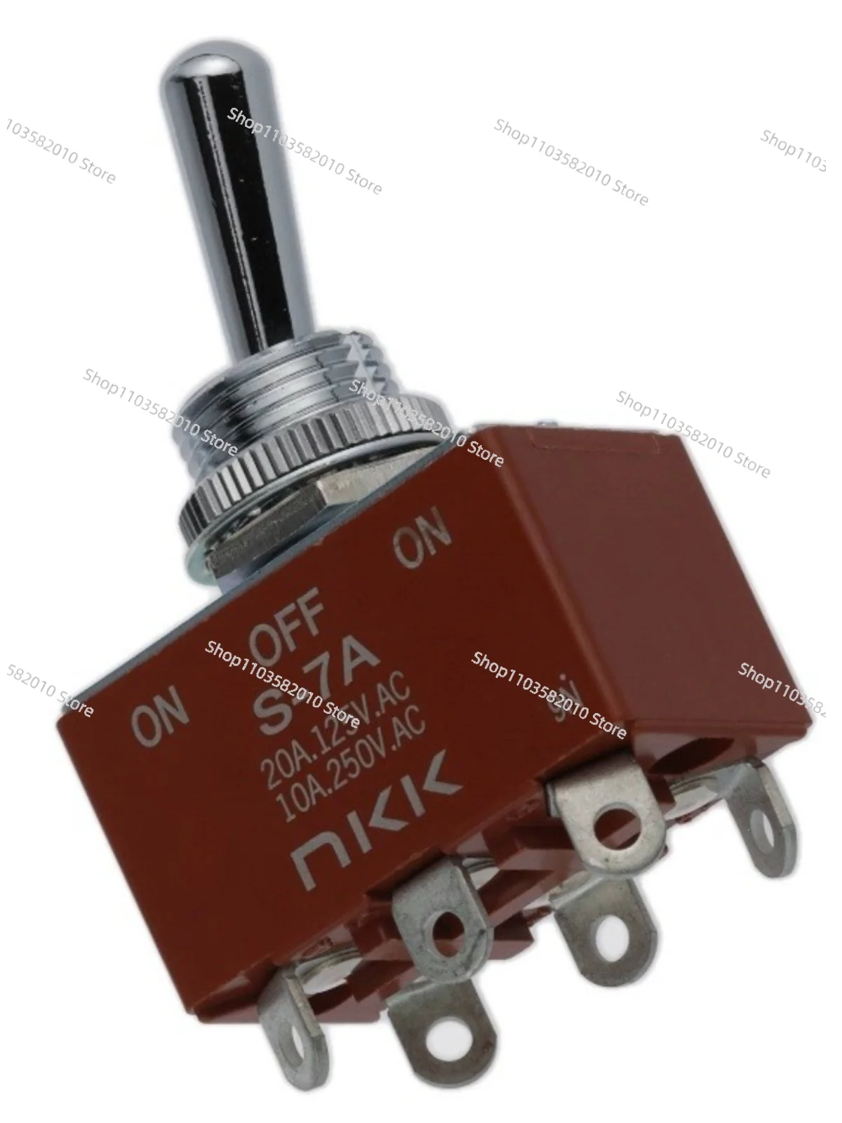 S-7A, three speed self-locking rocker switch, bipolar 6-angle solder terminal button switch, stock S7A