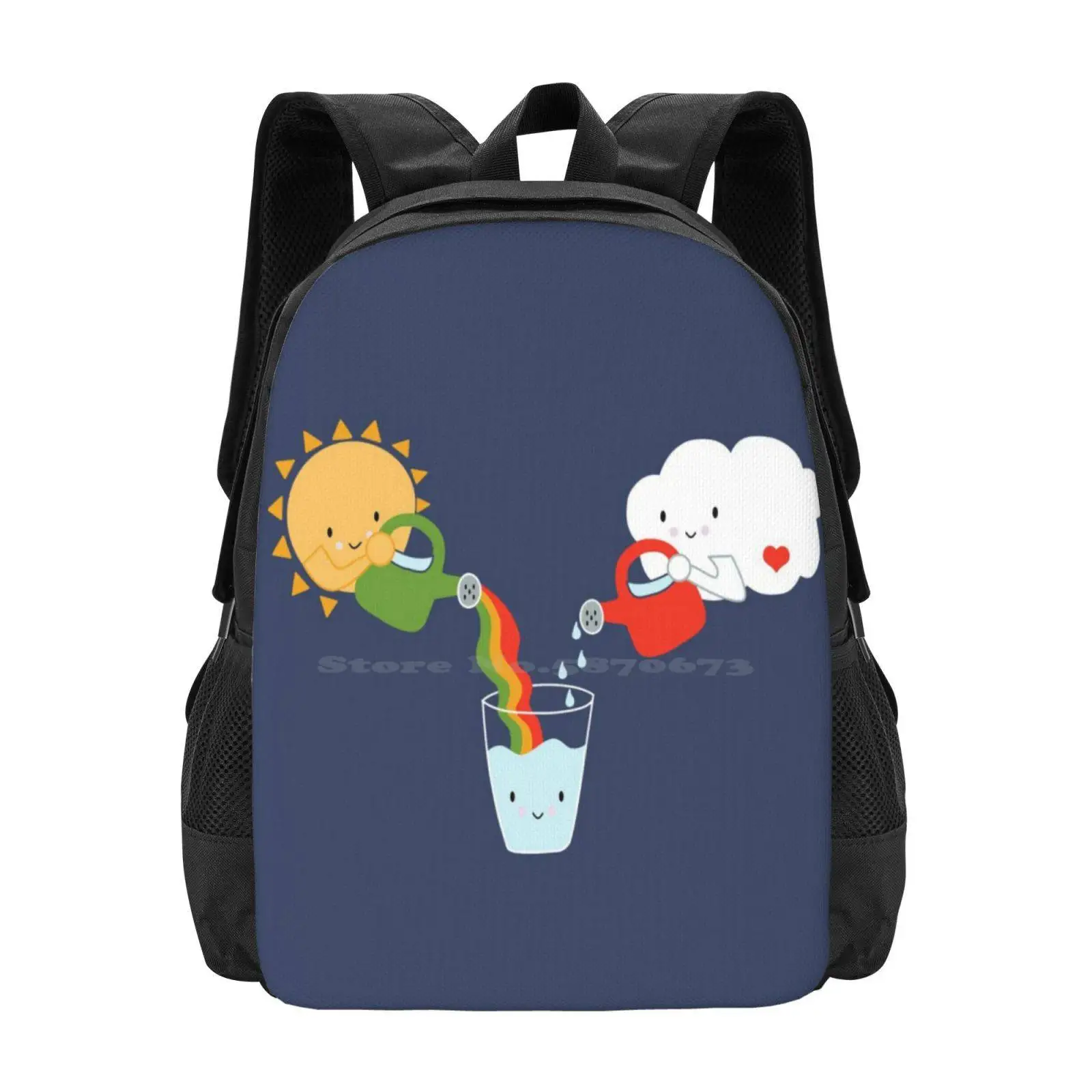 The Glass Is Refillable Fashion Pattern Design Travel Laptop School Backpack Bag Glass Quote Sun Cloud Refillable Believe Drink