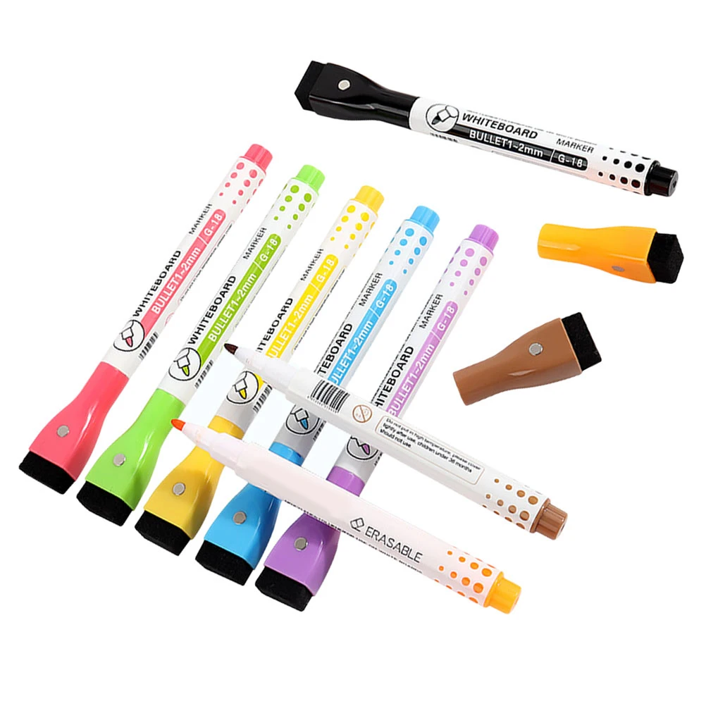 

8 Pcs Erase Markers Whiteboard Pens Magnetic Washable Fine Tip Children Drawing Dry Erase Markers 8 Colors Safe Plastic