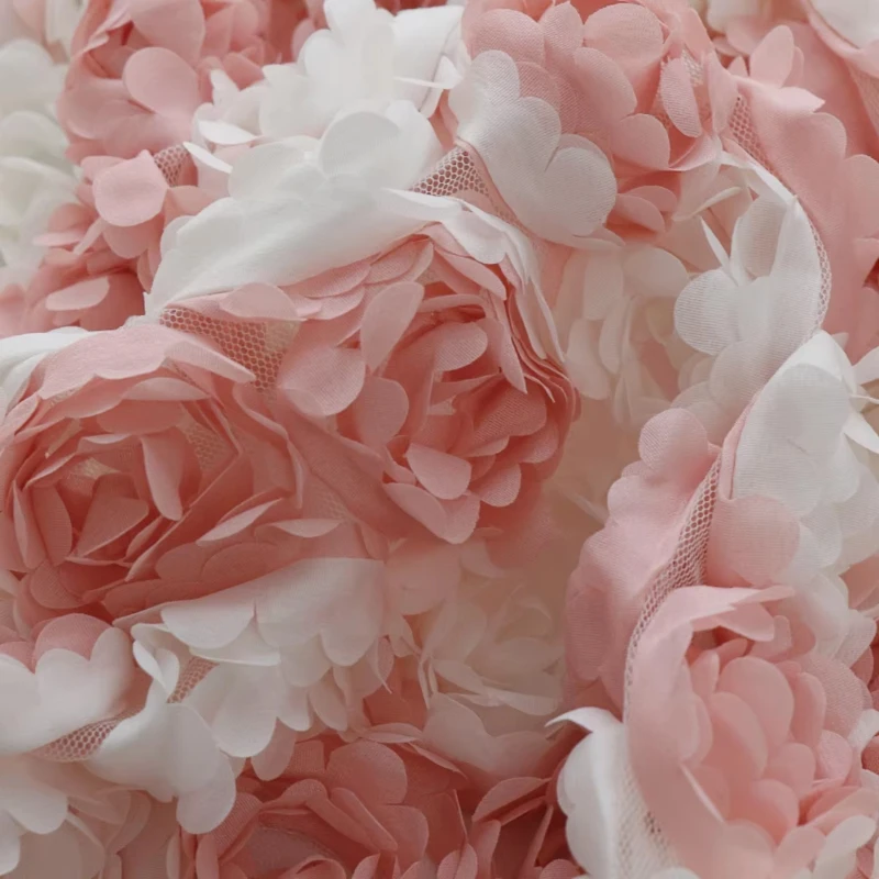 

3D Rose Plate Flower Mesh Fabric Fluffy Skirt Dress Customized Fabric Decoration DIY Fabric for Sewing