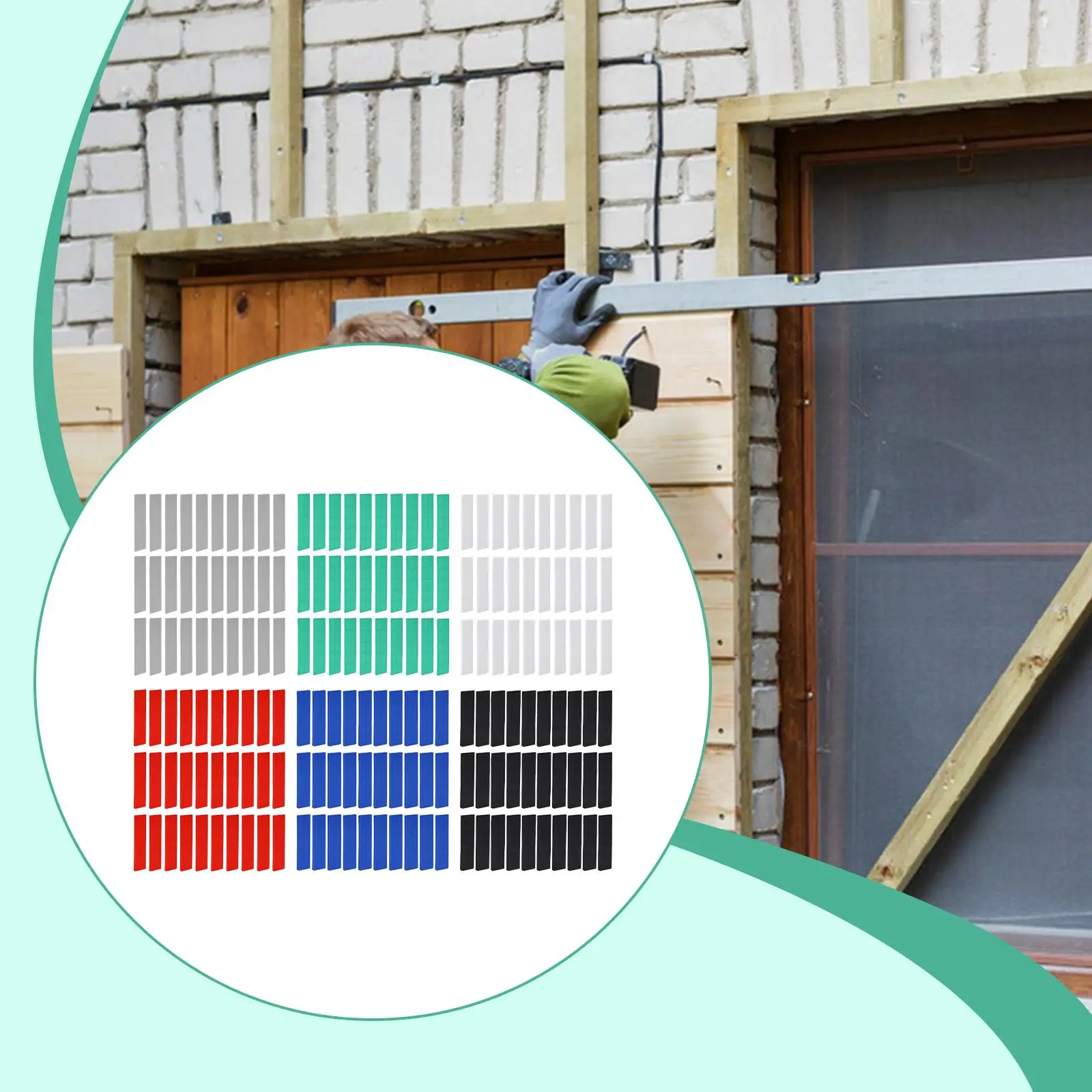180 Pieces Pp Flat Shims for Leveling 6 Sizes Set 3/64, 5/64, 1/8, 5/32, 13/64, 15/64 Composite Pads for Fixing Toilet