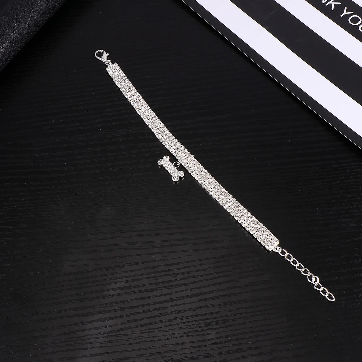 

Rhinestone Necklace Dog Collar Large Pet Chain Size White Buckle Puppy Accessories