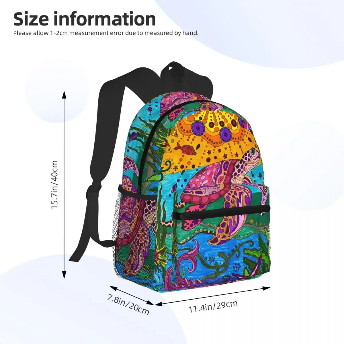 Turtle Pattern Student Backpack School Bag Hiking Travel Daypack for Men Women Fashion Bookbag Shoulder Bags