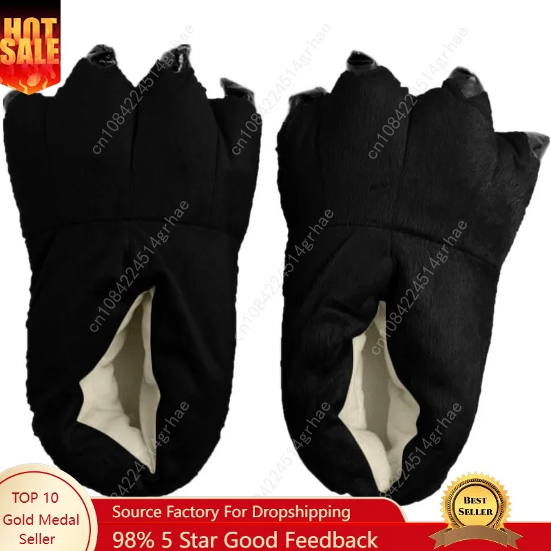 

Unisex Cozy Flannel House Monster Slippers Halloween Animal Costume Paw Claw Shoes