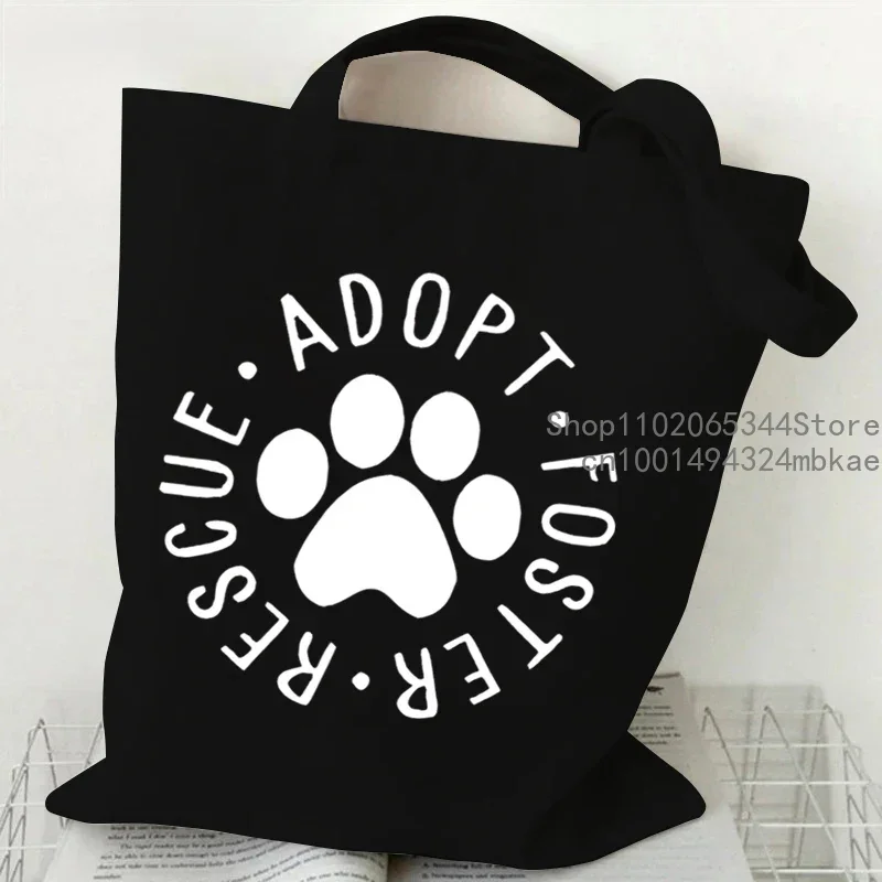 Dog Cat Paw Heart Print Handbags Women Men Harajuku Fashion Shoulder Bag Casual Funny Animal Lover Shopping Trend Cute Tote Bag