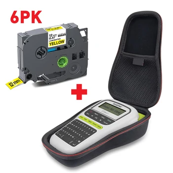 UniPlus 6PK 12mm Taśma do etykiet 631 Etui na drukarkę etykiet H110 Twarde pudełko EVA Odporne na wstrząsy Kompatybilne z torbą Brother PTouch PTH110 PTH100