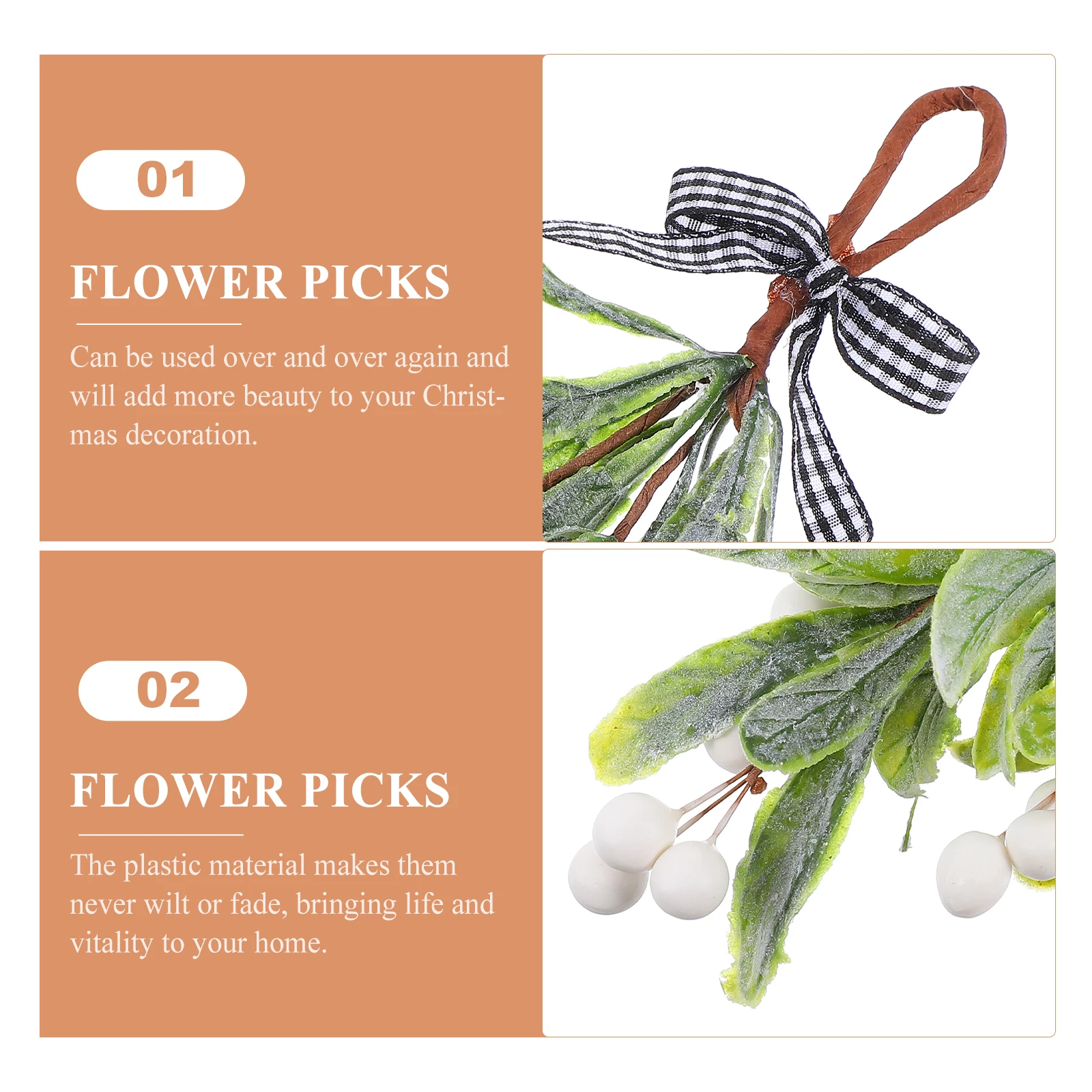 

Artificial Branches Christmas Decor Fake Pick Hanging Stem Mini Wreath Plant Foam Branches Gifts Flower Picks