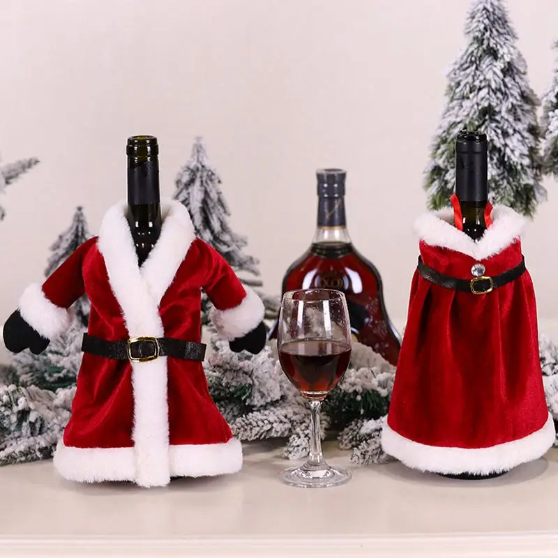 Christmas Wine Bottle Set Santa Red Dress for Wine Bottle Cover Gifts New Year Table Decor Dinner Christmas Decor For Home 2025