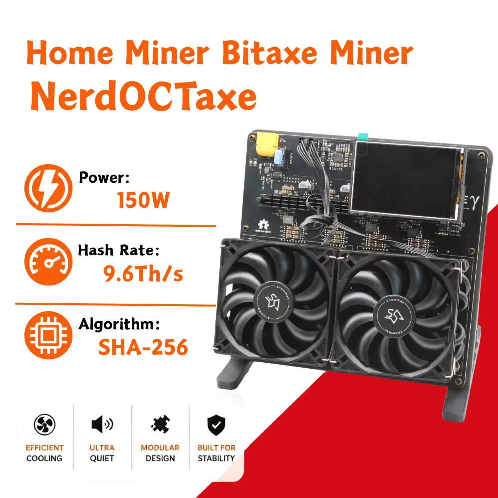 Nuevo y Popular Bitaxe NerdOCTaxe++ 9.6T 150W, Miner de Bitcoin, Minería Individual en Casa, Pantalla Grande, Máquina de Minería ASIC SHA256 BTC
