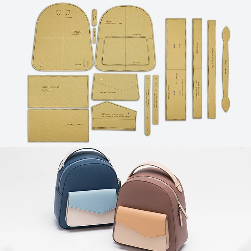 YOMDID 14PCS Umhängetasche Herstellung Kraft Papier Vorlage DIY Casual Rucksack Kraft Papier Vorlage Handgemachte Leathercraft Liefert