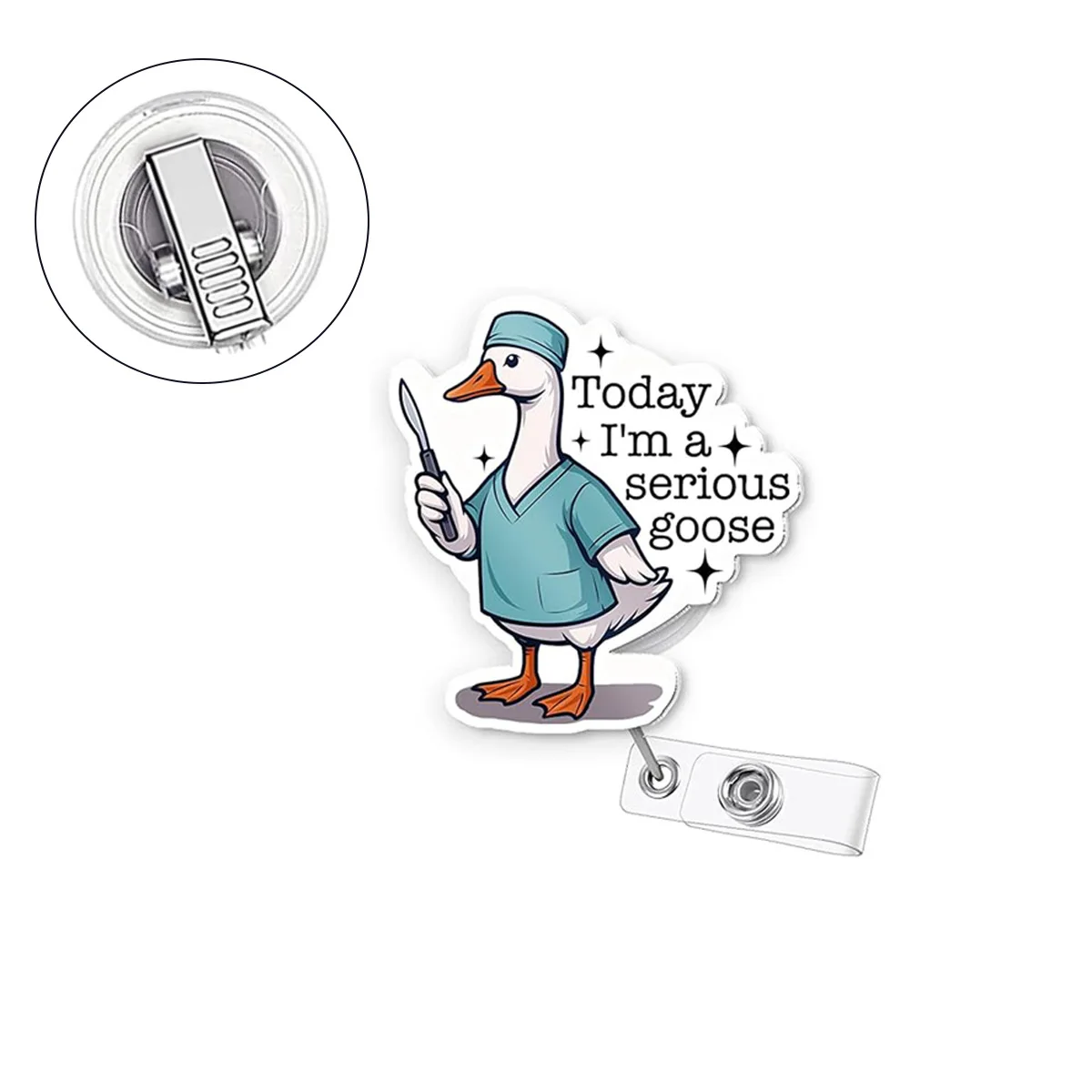 جديد شارة كليب سهلة سحب مشبك سلك جهاز الاكريليك الوردي أوزة ممرضة شارة كليب فلاش مسحوق الدورية تلسكوبي مشبك