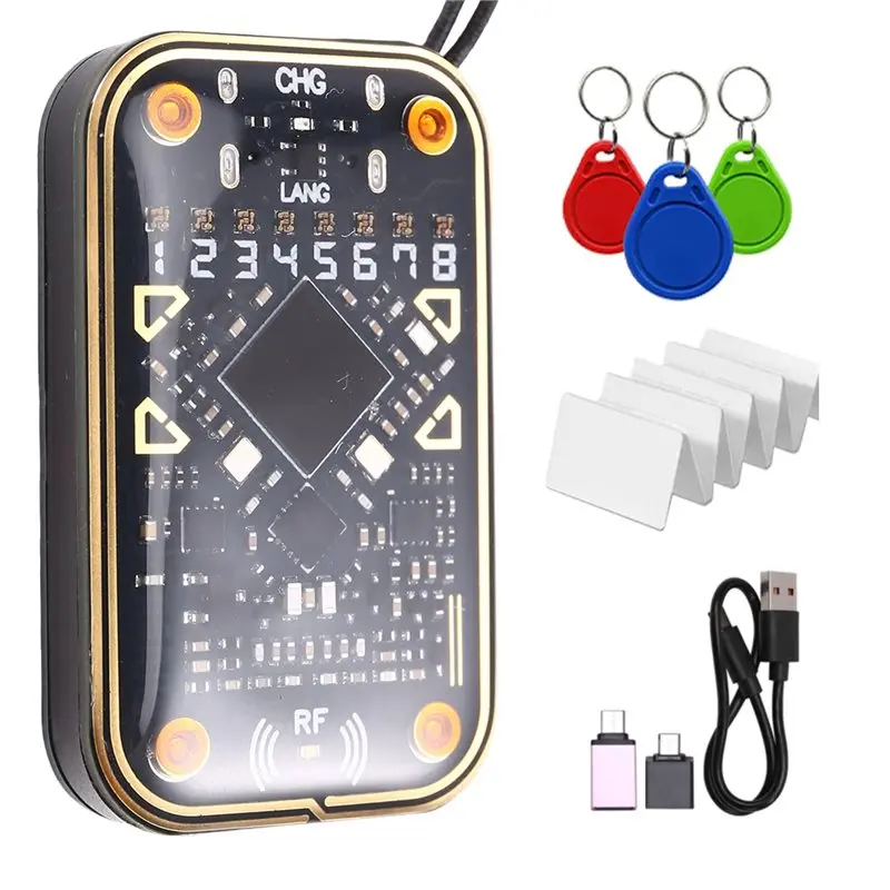 【BRILLIANT 】RFID Smart Chip Reader Emulator Chameleon V2.0 125Khz 13.56Mhz NFC Card Decoder Duplicator 3Xuid Keychain+ 10Xuid Ca