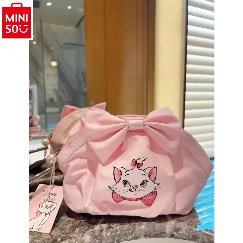 MINISO 2024 new Disney cartoon Mary cat cosmetic bag multifunctional storage portable clutch bag