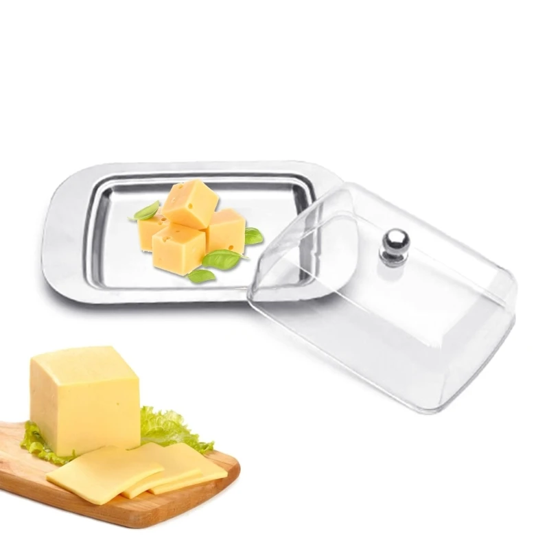 

Convenient Butter Dish Butter Storage Tray with Plastic Lid Butter Container Metal Dish for Storing and Servings Butters