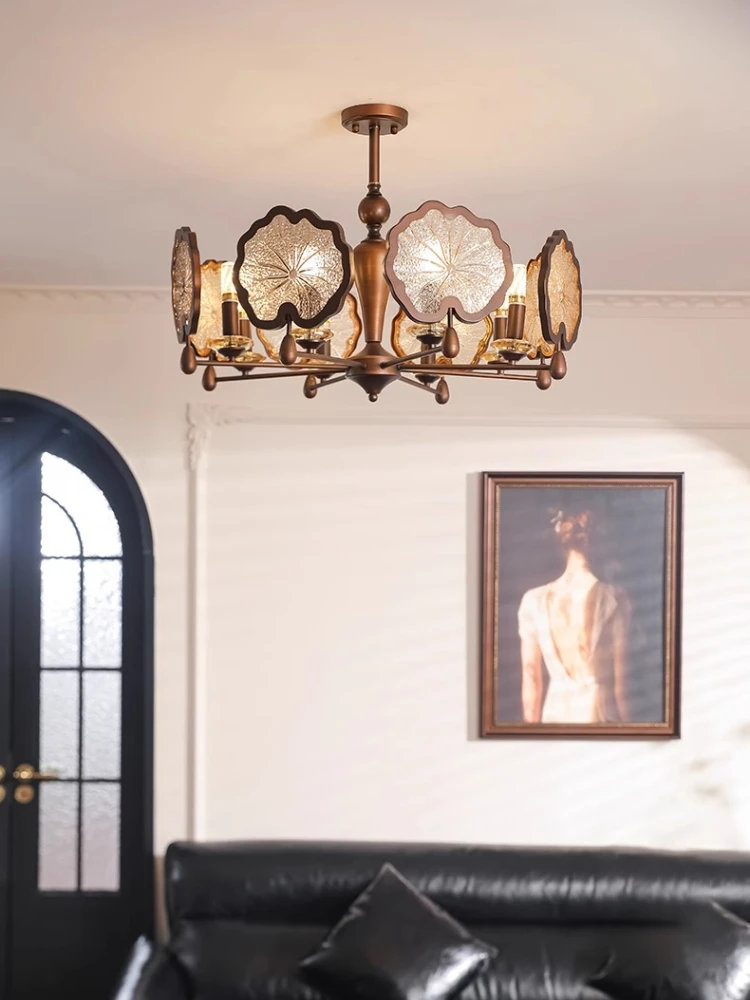 Middle ancient style living room pendant light, retro new Chinese style hall main light, American high-end restaurant light