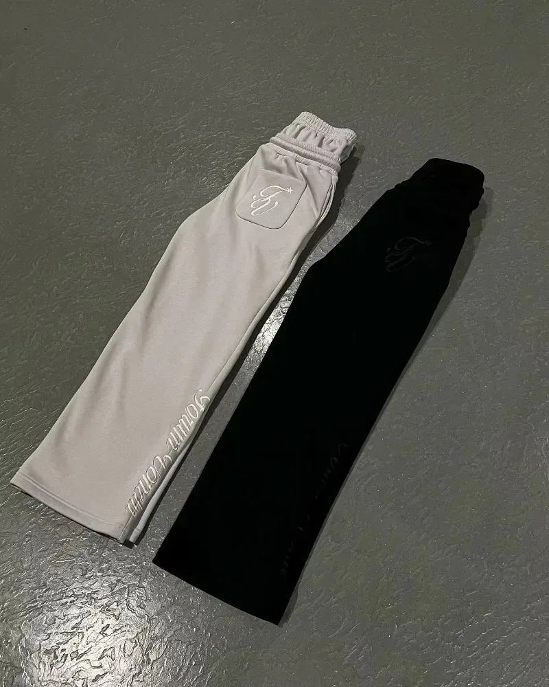 Men Streetwear Hip Hop Popular Letters Embroidered Casual Pants Y2K American New Harajuku Vintage Loose Double Waist Sweatpants