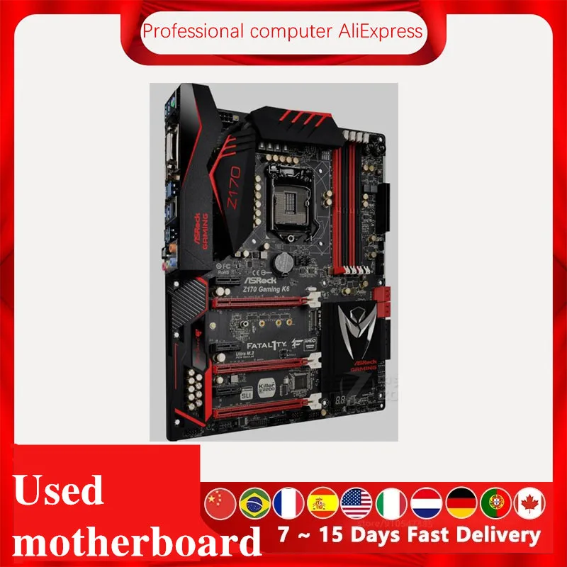 For ASRock Z170 Gaming K6 Desktop Motherboard For Intel Z170 Z170M DDR4 LGA 1151 Original Desktop Used Mainboard