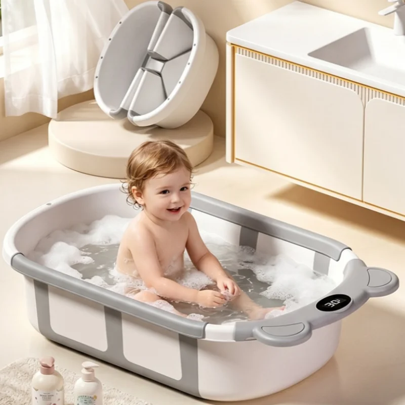 Foldable baby bathtub, baby bath basin, temperature sensitive children's bath basin, newborn products, home bath