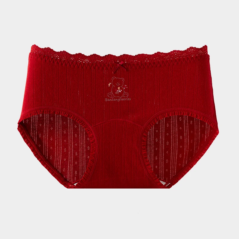 1pcs Cotton Panties Girl Lace Underwear Teenager Cute Bow Briefs Students Intimates Dot Print Underpant Female Comfort Lingeries - Image 5
