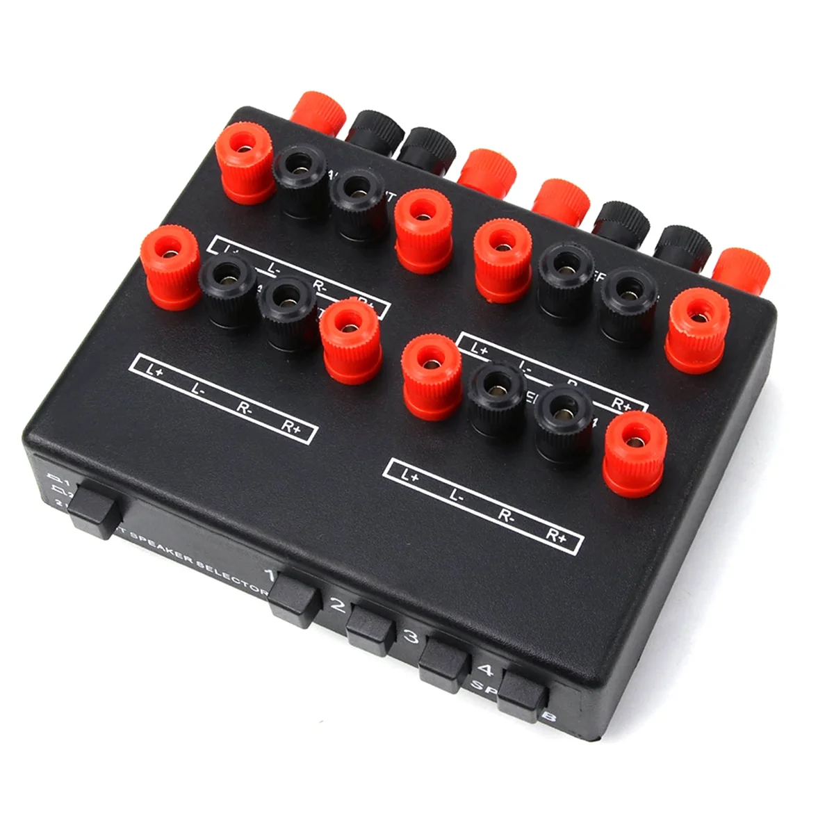 

B23B Mini 2-IN-4-OUT Stereo Audio Selector Amplifier Switcher Box Speaker Splitter SP-24B Speaker Selector Box