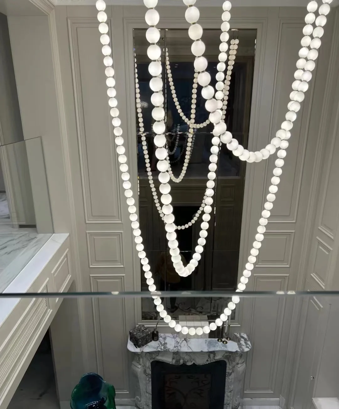 Clothing store pearl necklace chandelier designer bar cafe showroom model room window French living room light