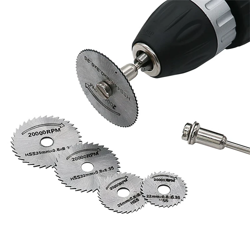 7pcs 22/25/32/35/44/50mm Mini Cut Off Rotary Tool Cutting Disc Disks DIY Tools Accessories For Woodworking PVC with 1/2Pcs Rod