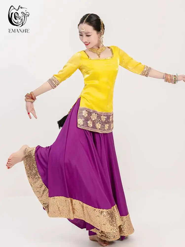 جديد غريب نمط الهندي ملابس رقص نمط العرقية المرأة أزياء ملابس رقص ممارسة تنورة 720 درجة كبير سوينغ تنورة