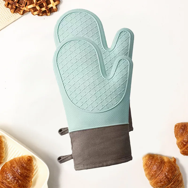 

Silicone Anti-scalding Gloves Kitchen Oven High Temperature Insulation Gloves Thickened Anti-slip Anti-thermal Baking
